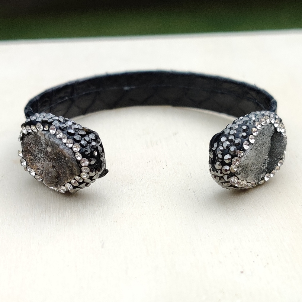Snakeskin leather stone bracelet